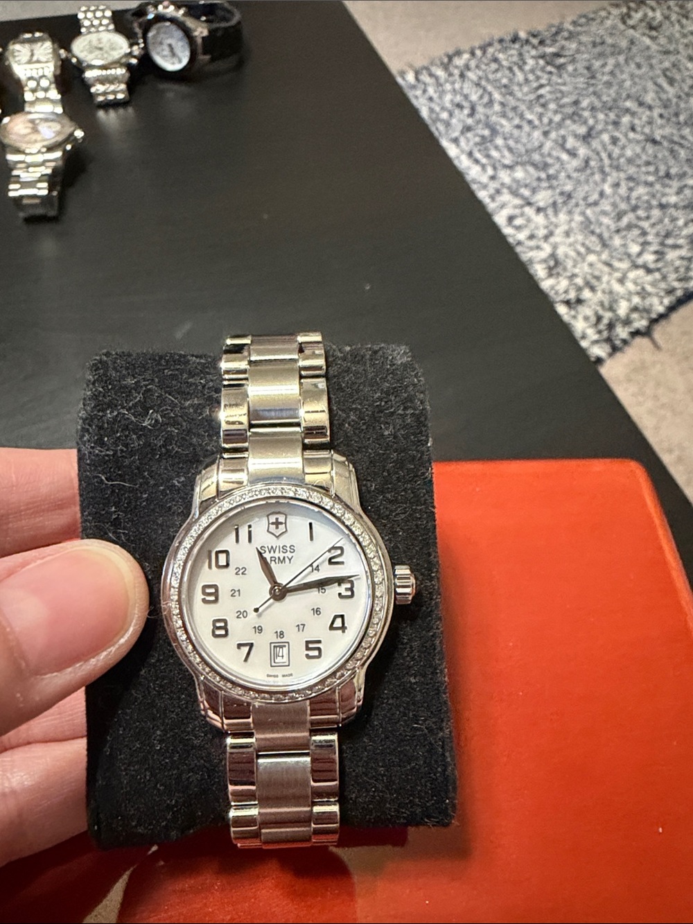 Swiss Army Stainless Steel Women's Watch - Silver & White with diamonds